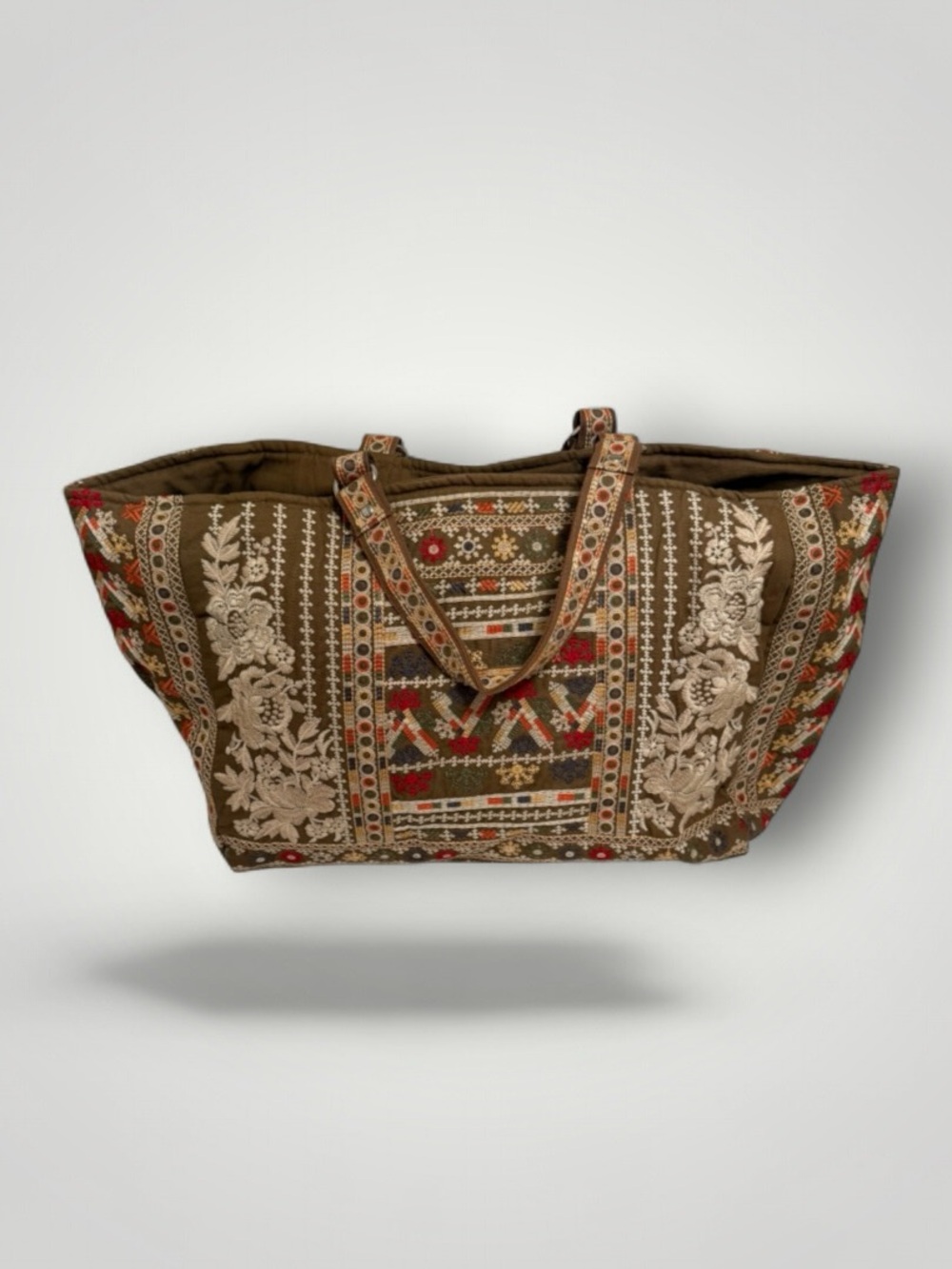 Johnny Was Embroidered Cotton Tote